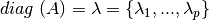 diag \; (A) = \lambda = {\lambda_{1},...,\lambda_{p}}